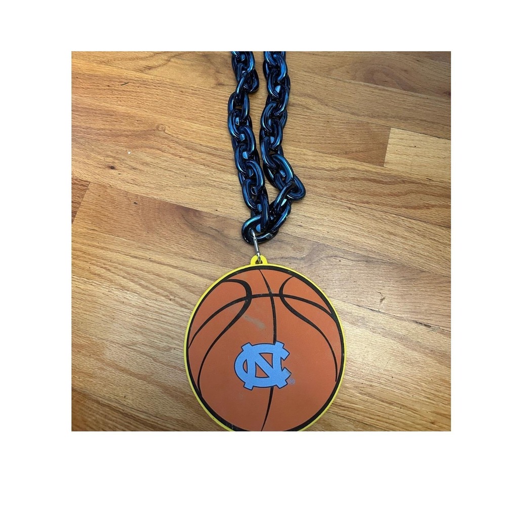 UNC Tar Heels Basketball Chain Necklace Blue Orange Fan Gear Logo Medallion